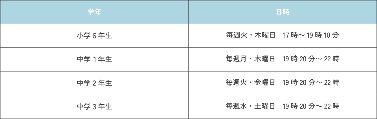 授業日時表