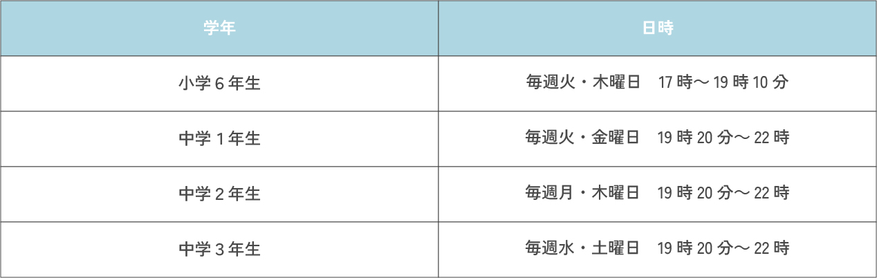 授業日時表